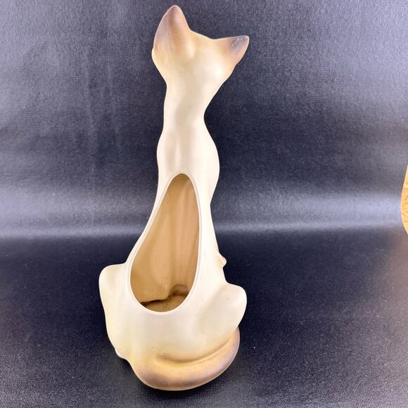 Vintage Porcelain Siamese Sitting Cat Planter 10" Tall Made in Japan - Picture 4 of 9